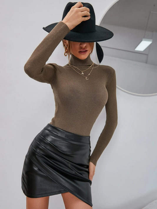 SHEIN Privé Jersey unicolor delgado cuello alto
