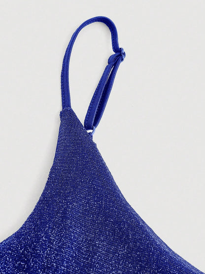 SHEIN Privé Vestido ajustado de un hombro bajo asimétrico brillante