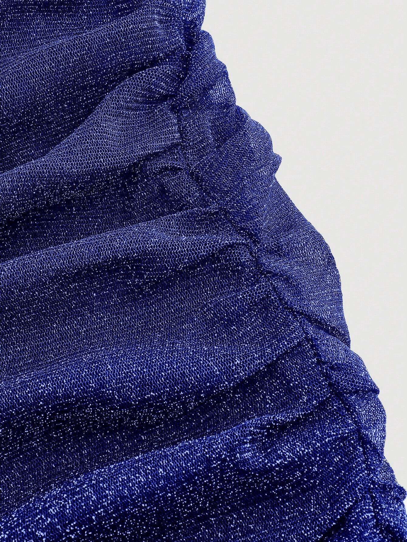 SHEIN Privé Vestido ajustado de un hombro bajo asimétrico brillante