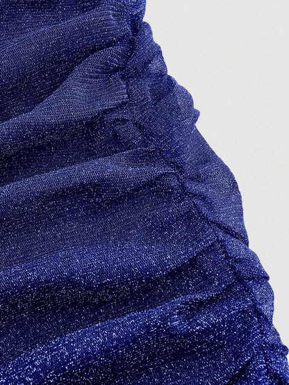 SHEIN Privé Vestido ajustado de un hombro bajo asimétrico brillante