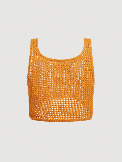 SHEIN Qutie Top De Punto Con Diseño De Bordado De Margaritas Y Calado