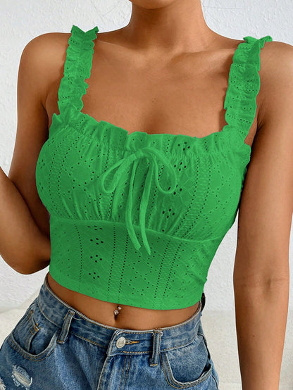 SHEIN Qutie Top De Tanque De Correa Con Adorno De Encaje Bordado Ahuecado