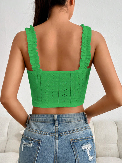 SHEIN Qutie Top De Tanque De Correa Con Adorno De Encaje Bordado Ahuecado