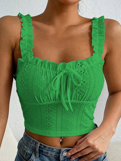 SHEIN Qutie Top De Tanque De Correa Con Adorno De Encaje Bordado Ahuecado