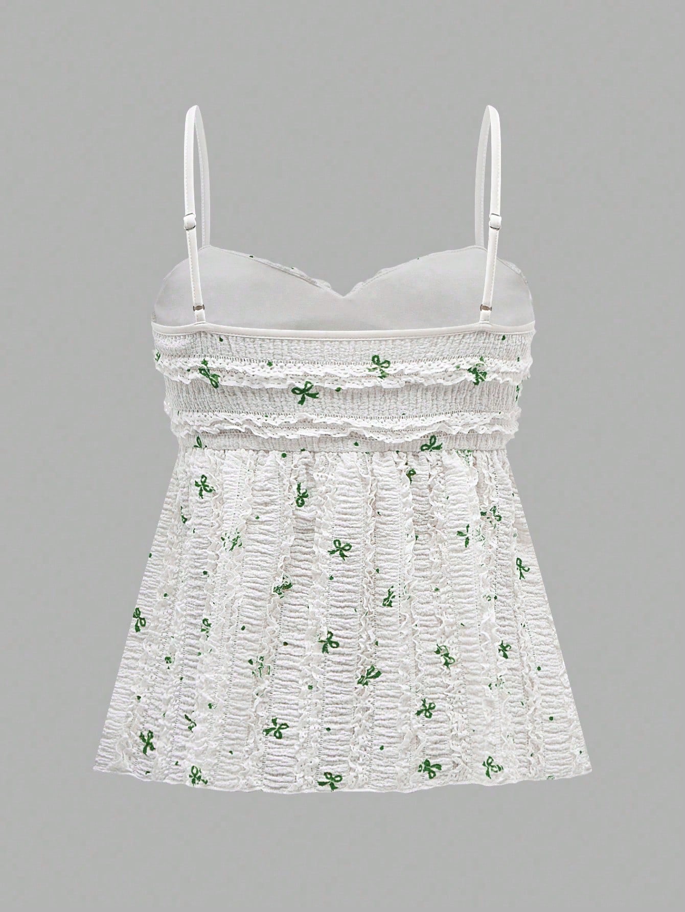 SHEIN Relaxiva Camisola con estampado de mariposa, plisada y con volantes en el bajo para mujer