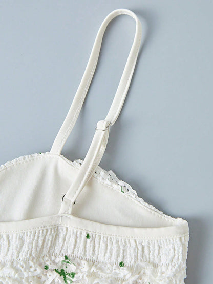 SHEIN Relaxiva Camisola con estampado de mariposa, plisada y con volantes en el bajo para mujer