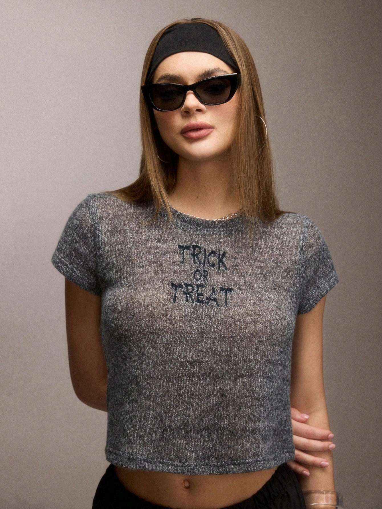 SHEIN SXY Ropa de mujer de otoño/invierno, suéter tejido con bordado "Trick Or Treat", franela