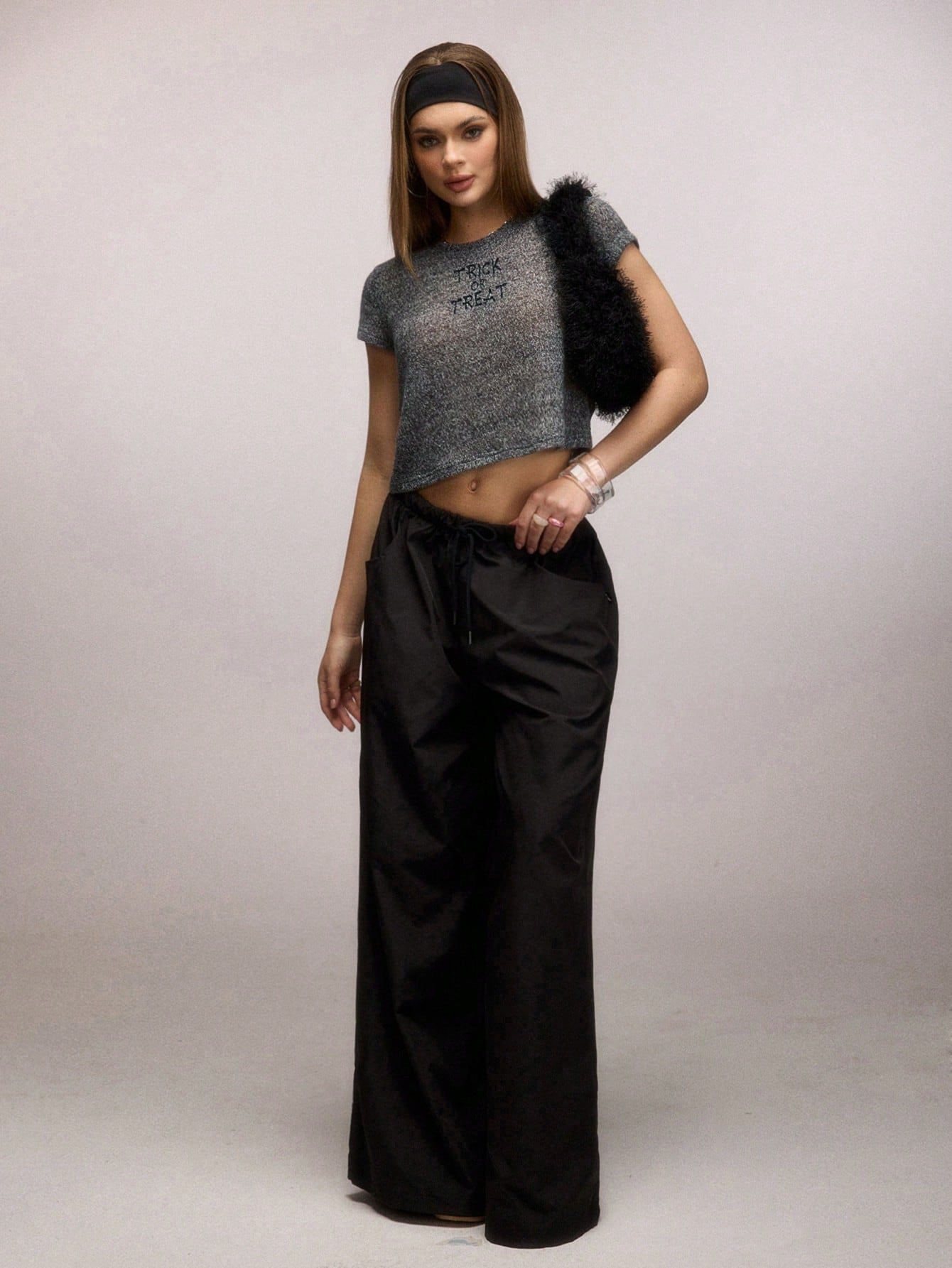 SHEIN SXY Ropa de mujer de otoño/invierno, suéter tejido con bordado "Trick Or Treat", franela