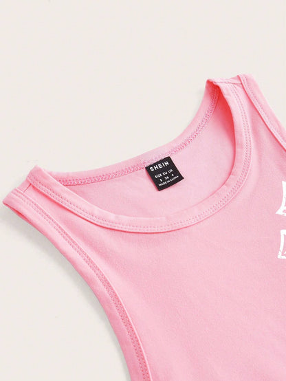 SHEIN Slayr Corto rosa informal cruzado impreso ajustado con cuello redondo de tirantes, verano