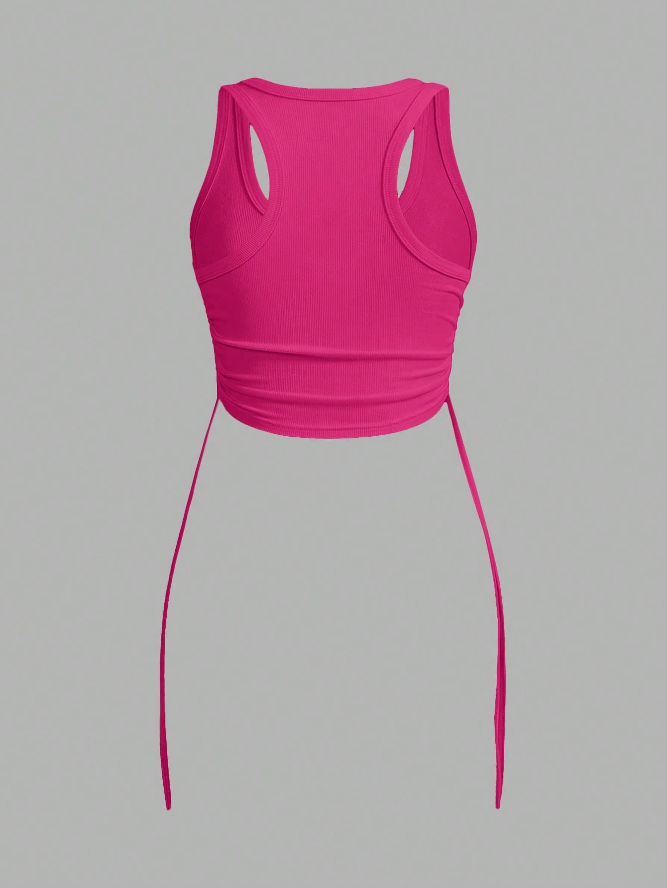 SHEIN Slayr Top sencillo y sexy sin tirantes con abertura, cierre trasero con lazo, ajuste ceñido, longitud mini, tejido elástico de unicolor para mujeres - Z