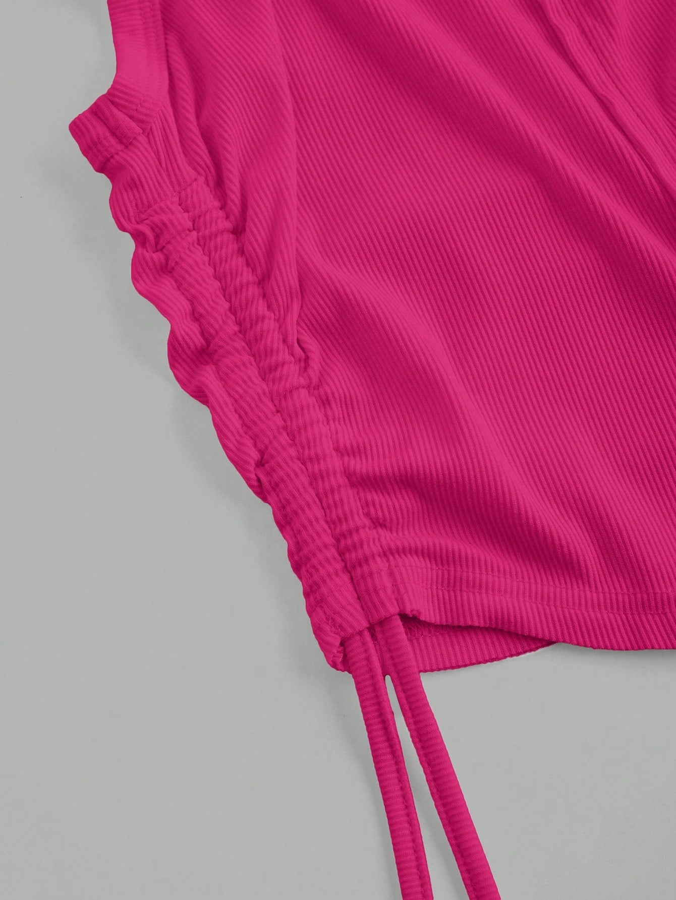 SHEIN Slayr Top sencillo y sexy sin tirantes con abertura, cierre trasero con lazo, ajuste ceñido, longitud mini, tejido elástico de unicolor para mujeres - Z