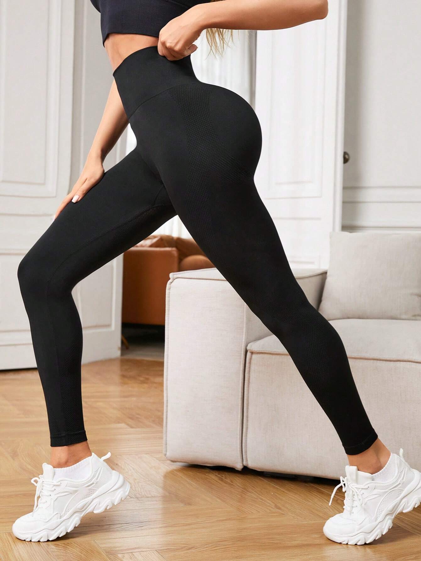 SHEIN Sport Studio Mallas Deportivas Sin Costuras Y De Alta Elasticidad Para Mujeres