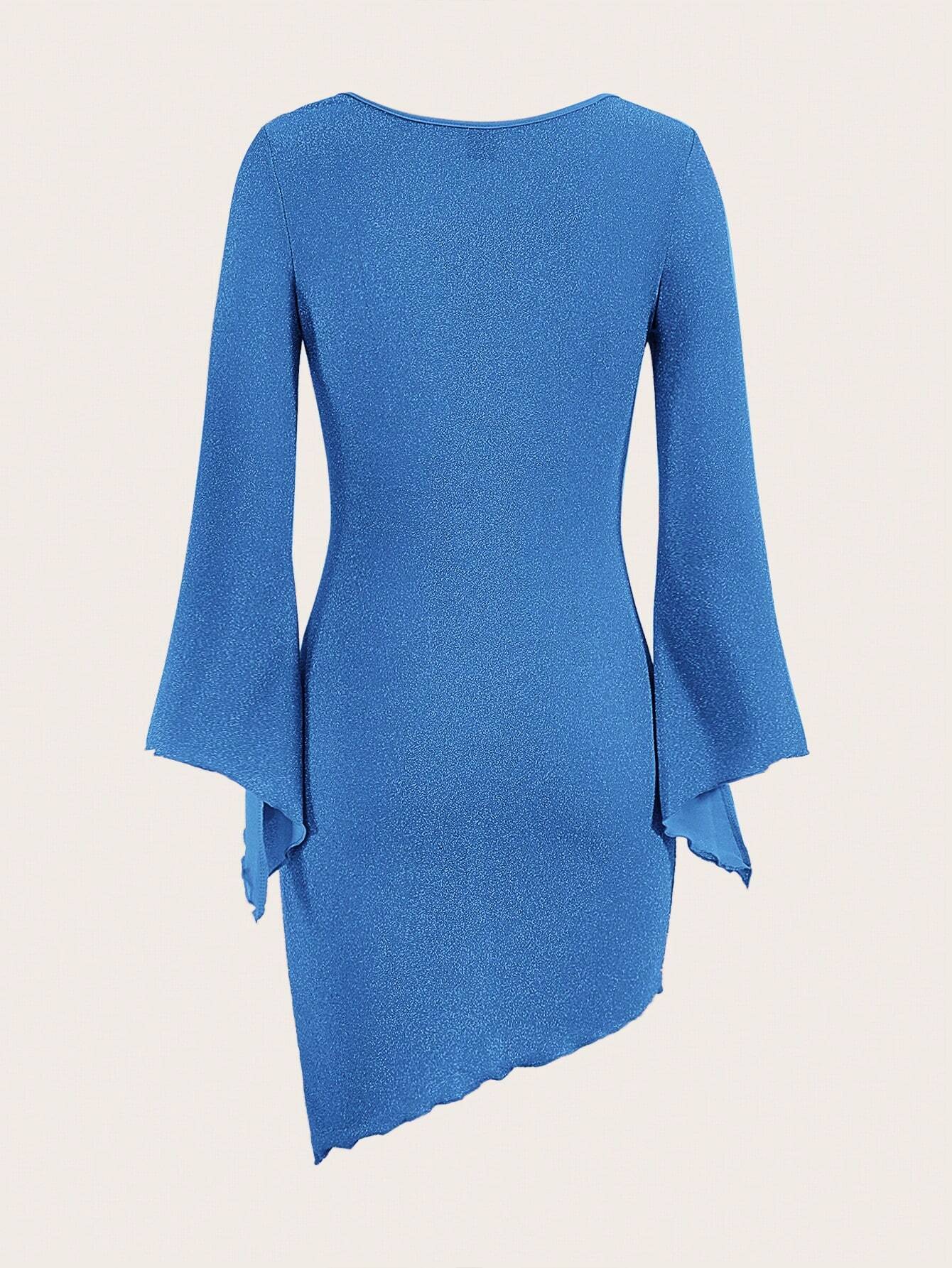 SHEIN Sweetina Vestido ajustado con purpurina y manga acampanada con abertura en la parte delantera