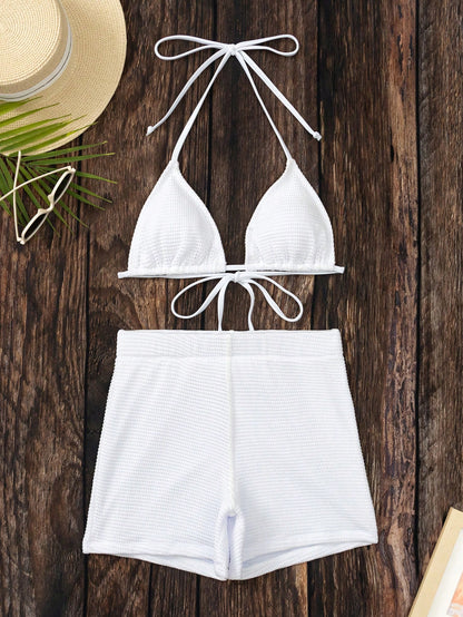 SHEIN Swim Bañador bikini triángulo halter liso