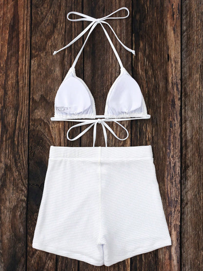 SHEIN Swim Bañador bikini triángulo halter liso