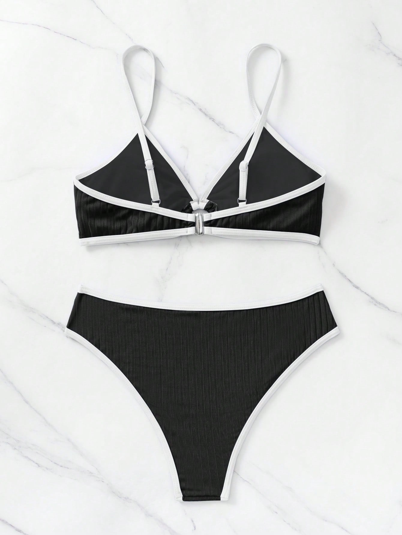 SHEIN Swim Bañador bikini unido en contraste vinculado con aro