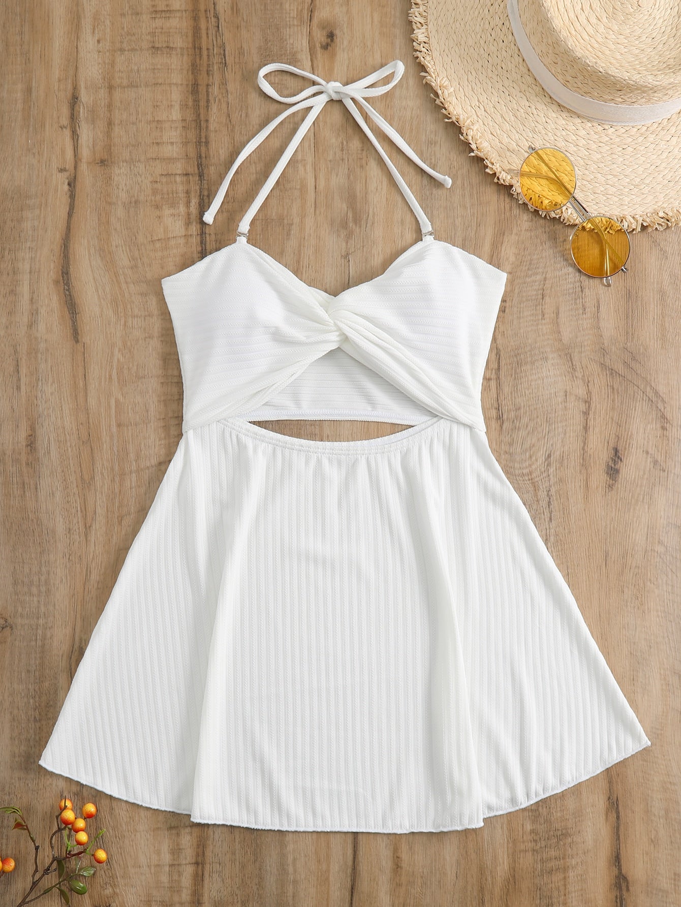 SHEIN Swim Mod Top tankini de canalé girante con abertura
