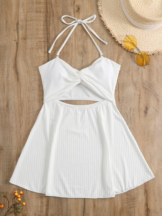 SHEIN Swim Mod Top tankini de canalé girante con abertura