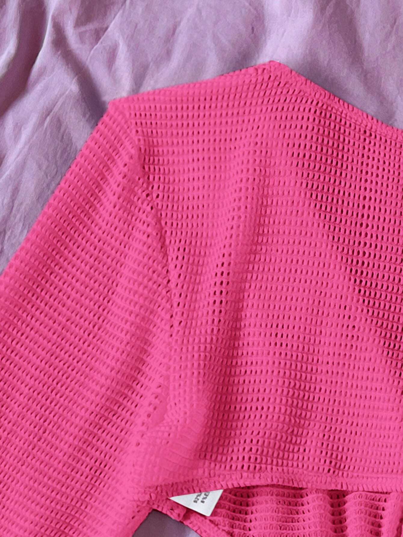 SHEIN Swim Vestido Largo Encubierto Con Mangas Murciélago unicolor Y Cintura Con Huecos, Para Verano, Playa, Vacaciones