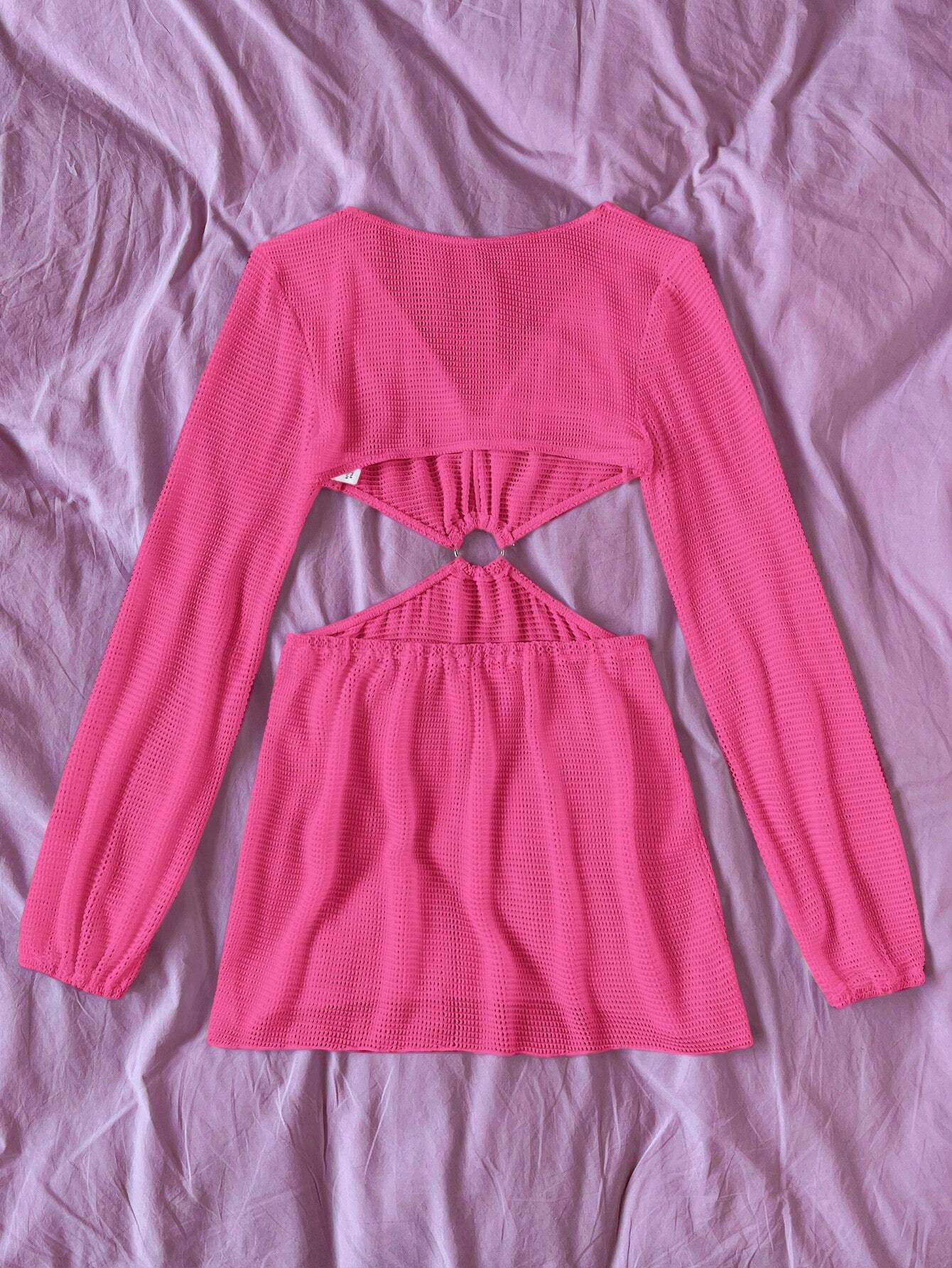SHEIN Swim Vestido Largo Encubierto Con Mangas Murciélago unicolor Y Cintura Con Huecos, Para Verano, Playa, Vacaciones