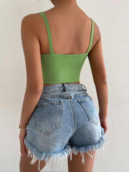SHEIN Unity Top de tirantes corto con aro O fruncido