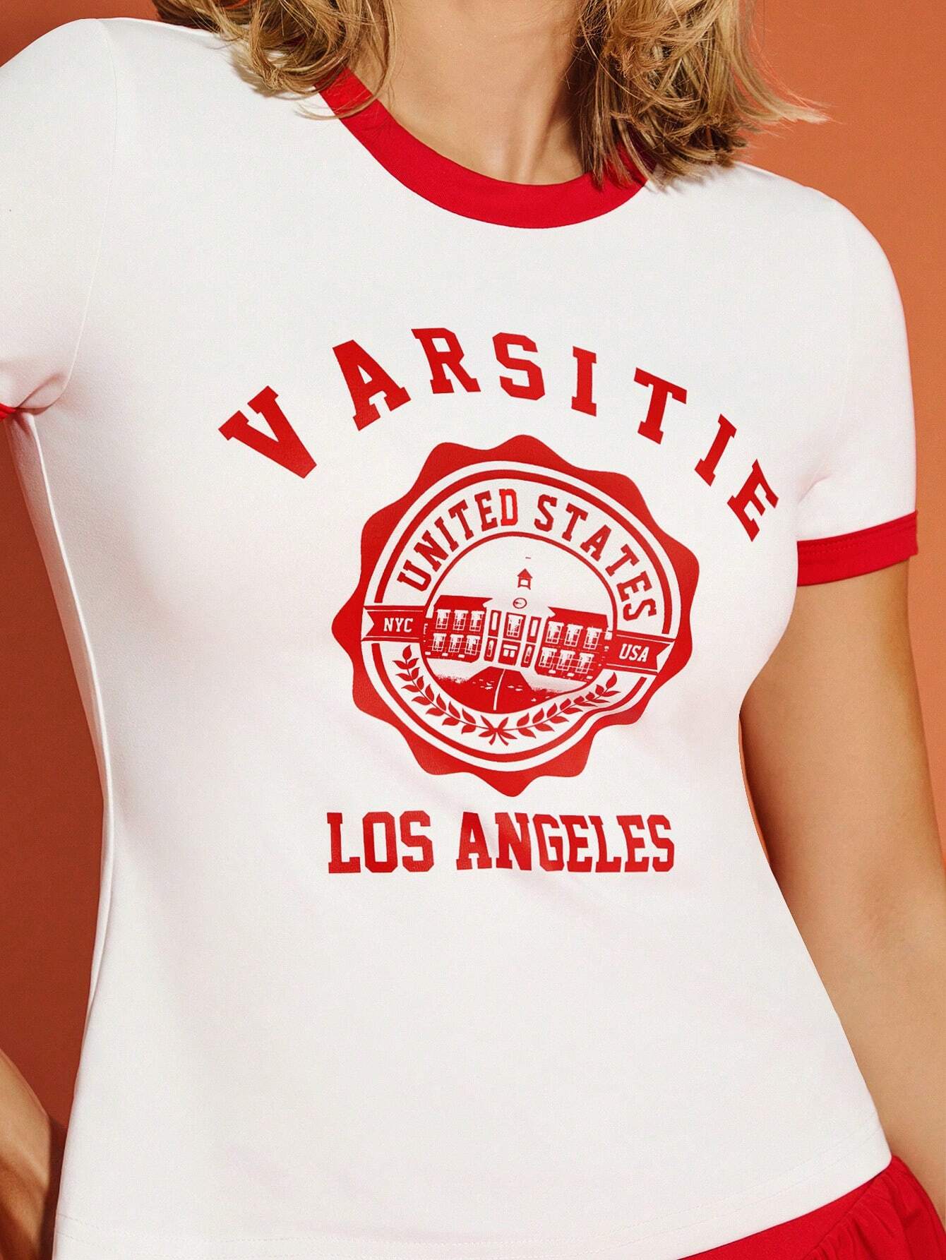 SHEIN VARSITIE Conjunto de verano deportivo de tenis con impresiones básicas y top incluido