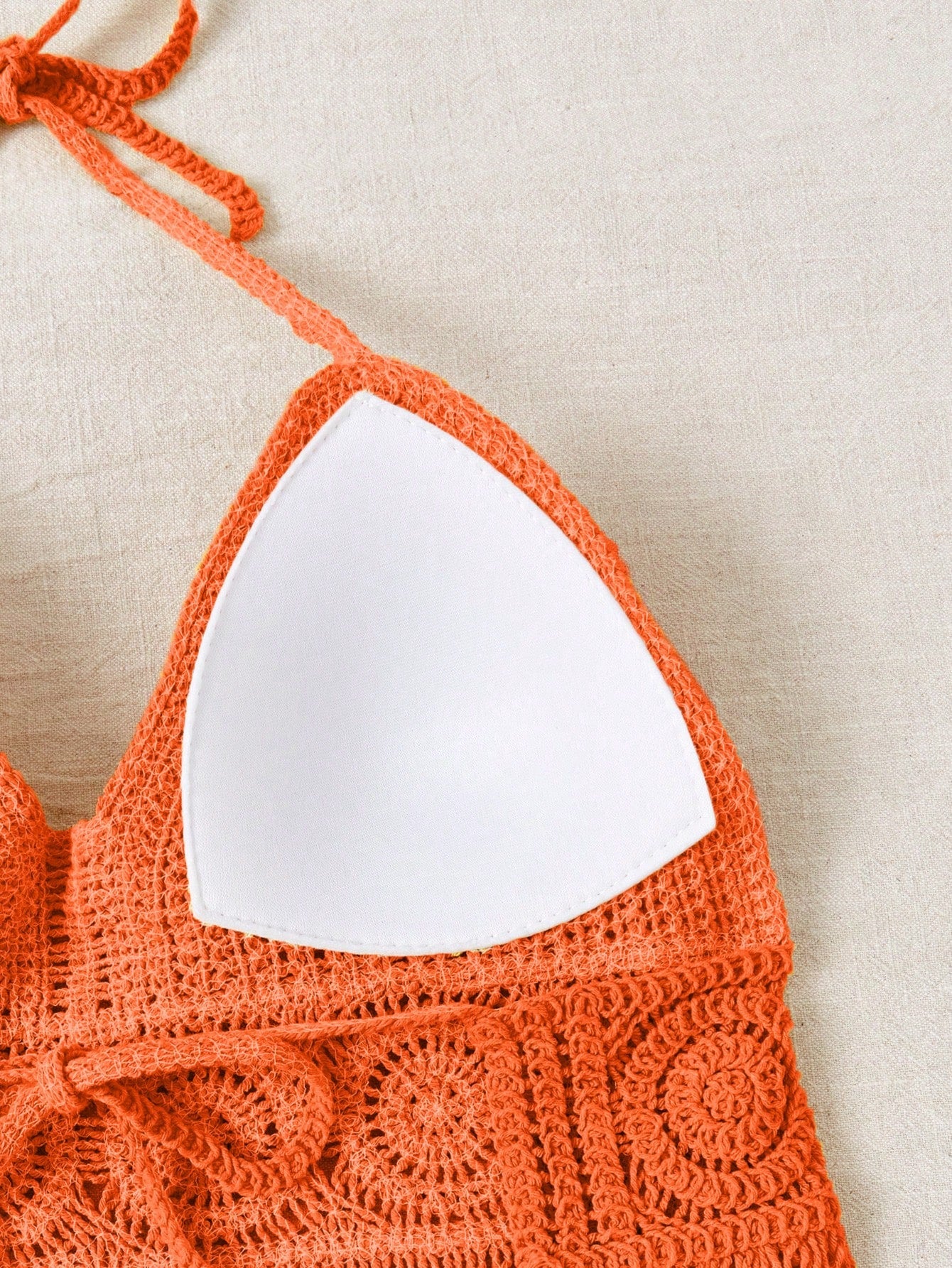 SHEIN VCAY Top de punto con cuello de halter, bajo con flecos y empalme de unicolor, para vacaciones