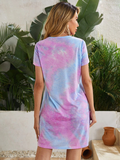 SHEIN VCAY Vestido camiseta de tie dye