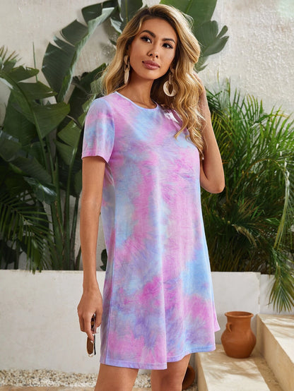 SHEIN VCAY Vestido camiseta de tie dye