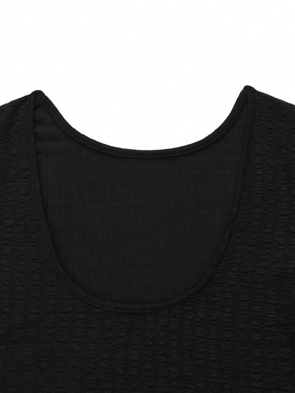 SHEIN SXY Camiseta De Mujer De Manga Corta De Color Sólido