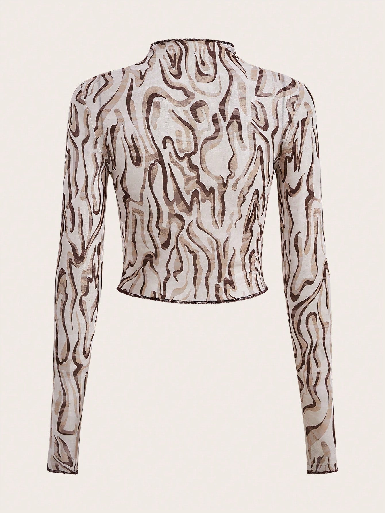 SHEIN X KeniaOs SHEIN ICON Camiseta corta asimétrica con estampado de mármol y abertura