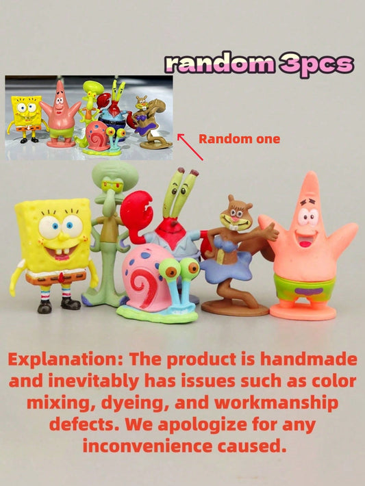 SPONGEBOB 1/3/6 piezas Decoraciones de cumpleaños de Bob Esponja y sus amigos, decoración de mesa, decoración de tarta, decoración submarina para acuario, incluye a Patricio Estrella, Calamardo Tentáculos, Sr. Eugene H.