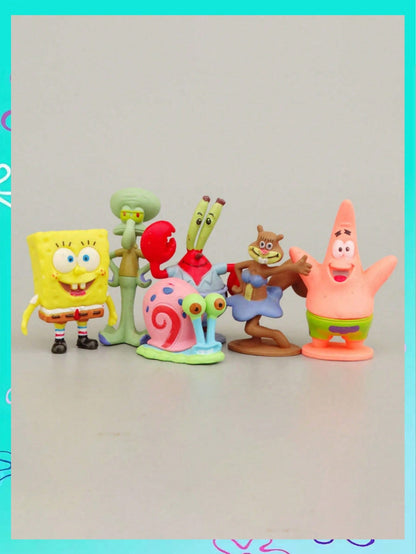 SPONGEBOB 1/3/6 piezas Decoraciones de cumpleaños de Bob Esponja y sus amigos, decoración de mesa, decoración de tarta, decoración submarina para acuario, incluye a Patricio Estrella, Calamardo Tentáculos, Sr. Eugene H.