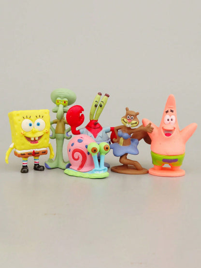 SPONGEBOB 1/3/6 piezas Decoraciones de cumpleaños de Bob Esponja y sus amigos, decoración de mesa, decoración de tarta, decoración submarina para acuario, incluye a Patricio Estrella, Calamardo Tentáculos, Sr. Eugene H.