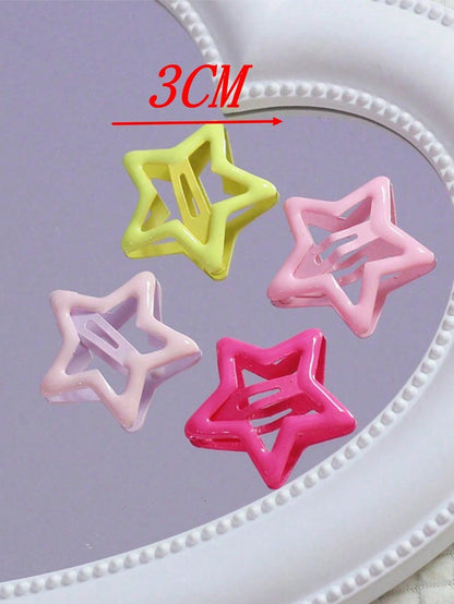 Set de 10/20/50 piezas de pasadores de pelo con estrella hueca de colores, pasadores de flequillo lindos, accesorios de moda para el cabello (sin caja de almacenamiento)