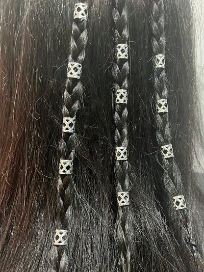 Set de 20 piezas de accesorios de trenzado de cabello en dorado y plateado con cuentas, clips y joyas