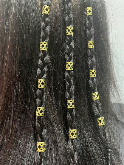 Set de 20 piezas de accesorios de trenzado de cabello en dorado y plateado con cuentas, clips y joyas