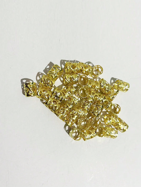 Set de 20 piezas de accesorios de trenzado de cabello en dorado y plateado con cuentas, clips y joyas