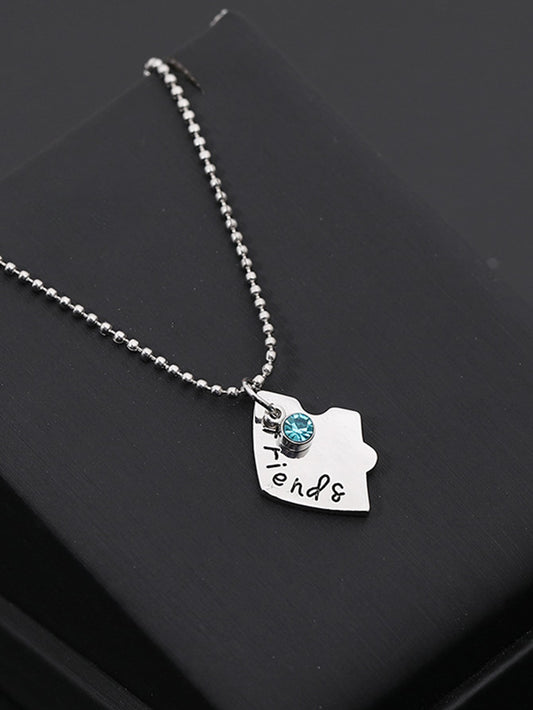 Set de 3 collares con colgante de corazón con detalles de letras y decoración de gemas, ideal para San Valentín, Mamá, Madre, Día de la Madre, regalo