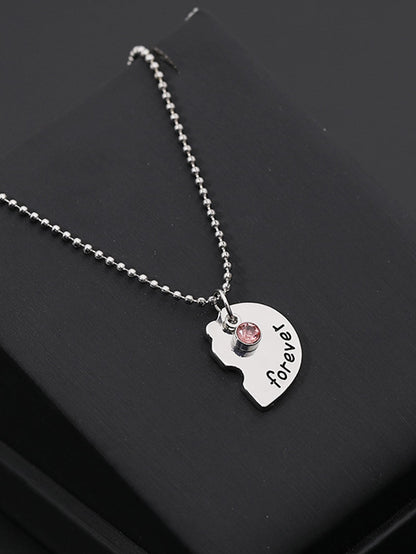 Set de 3 collares con colgante de corazón con detalles de letras y decoración de gemas, ideal para San Valentín, Mamá, Madre, Día de la Madre, regalo
