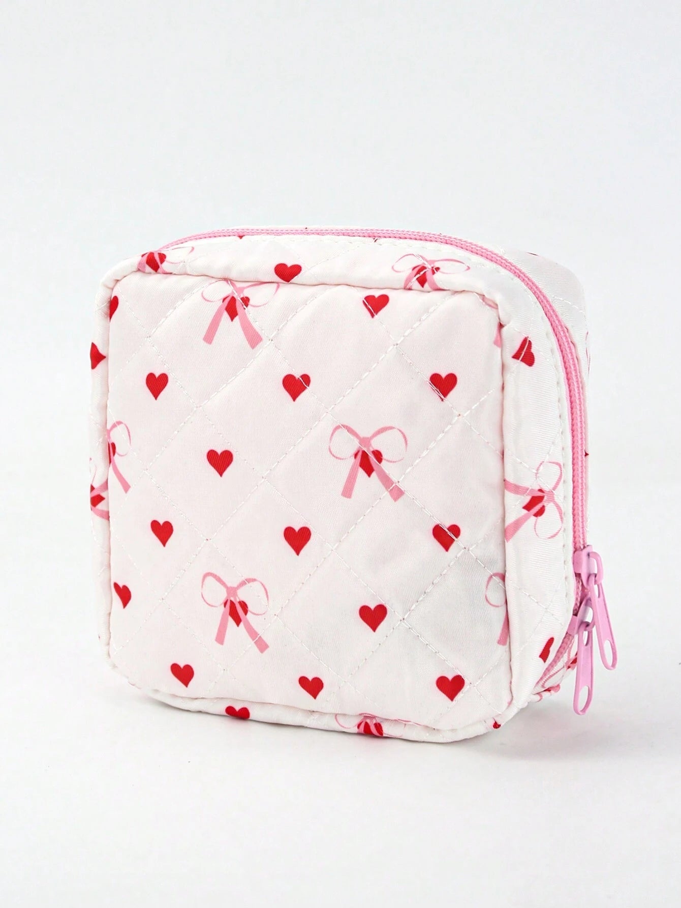 Skyy Designs Co Bolsa de maquillaje con diseño de corazón de artista y pajarita, bolsa de almacenamiento linda