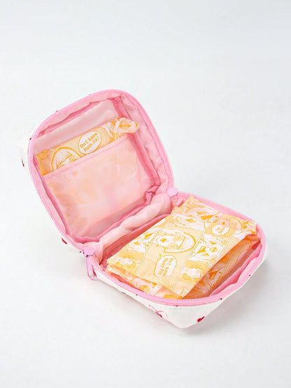 Skyy Designs Co Bolsa de maquillaje con diseño de corazón de artista y pajarita, bolsa de almacenamiento linda