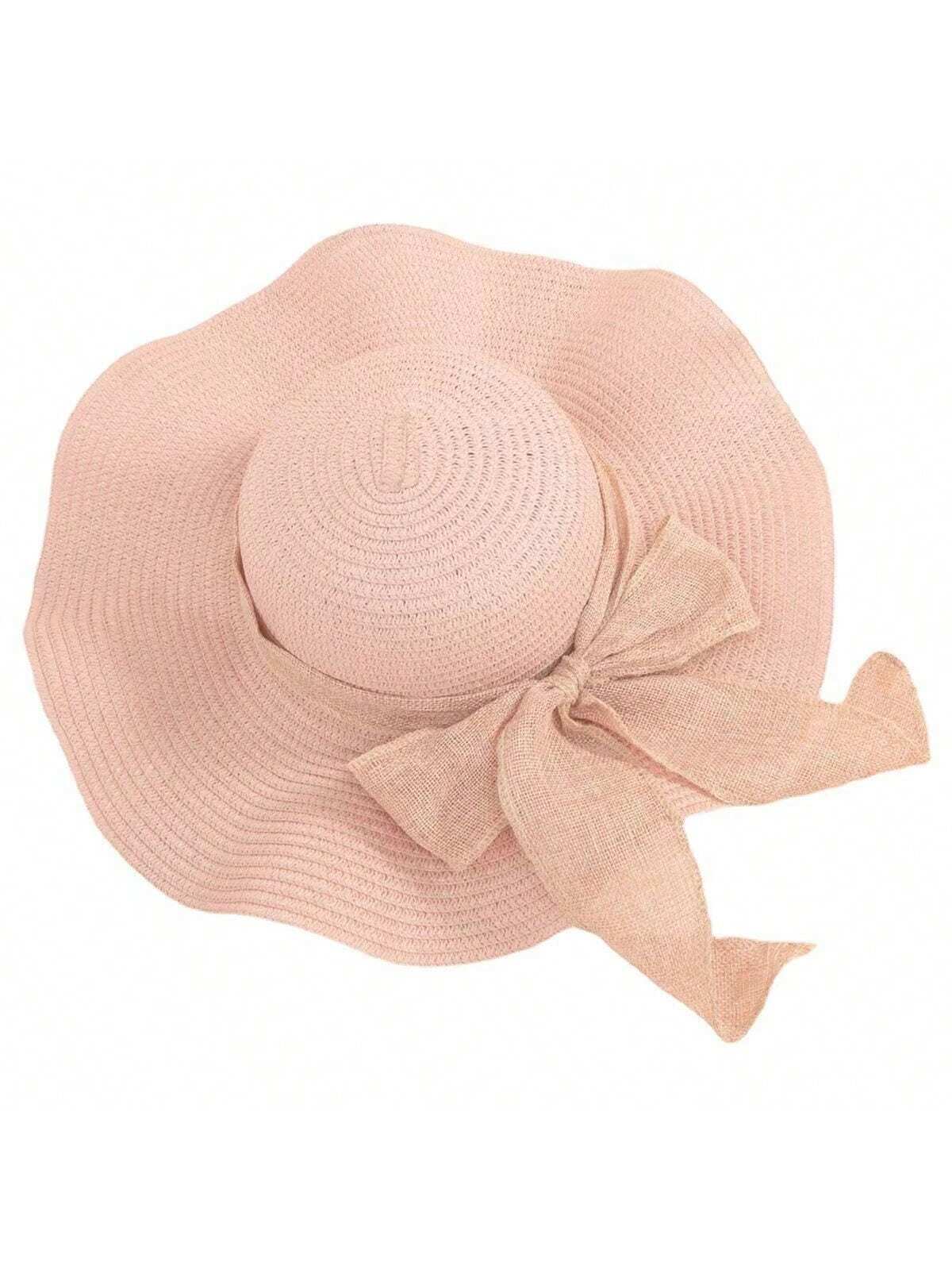 Sombrero grande para el sol con cinta, ribete ancho para protección solar para mujer en vacaciones, salida a la playa y sombra del sol, sombrero de celebridad en internet