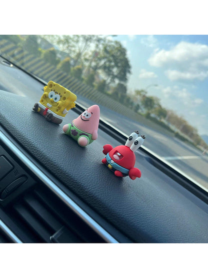 SPONGEBOB 1 pieza/3 piezas Figuras de la serie Bob Esponja, figuras de personajes altamente detalladas, tamaño pequeño (5,5-6 cm), calidad sólida, se pueden usar como decoración del tablero de instrumentos del automóvil,