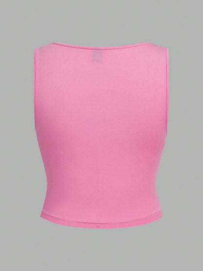 Sweetina 2 piezas Top de 2 piezas de estilo pastel rosa y blanco con detalles de moño en la parte delantera, drapeado y diseño de mariposa para salir