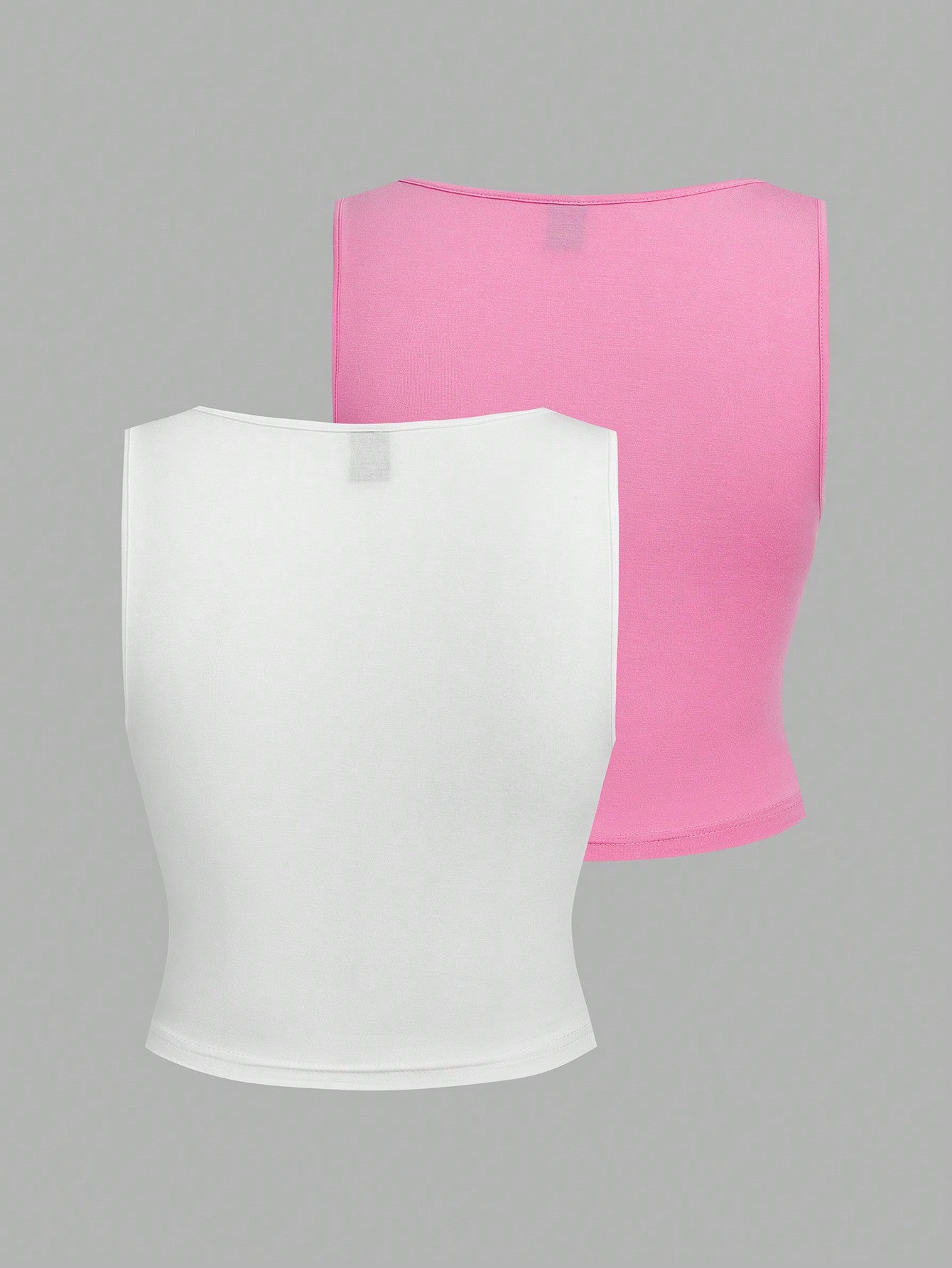 Sweetina 2 piezas Top de 2 piezas de estilo pastel rosa y blanco con detalles de moño en la parte delantera, drapeado y diseño de mariposa para salir