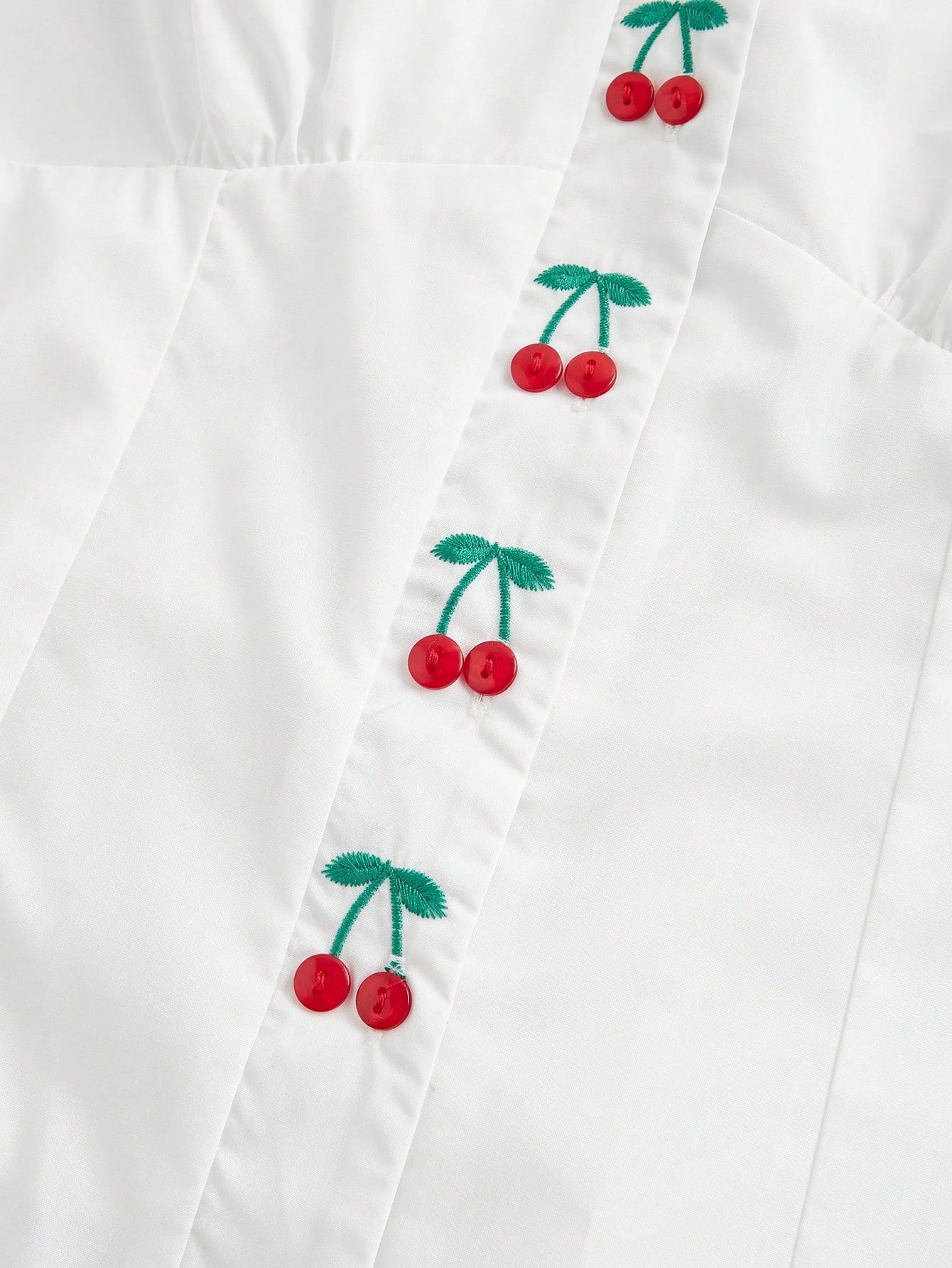 Sweetness Camisa de mujer con botones de cereza decorada con rhinestones