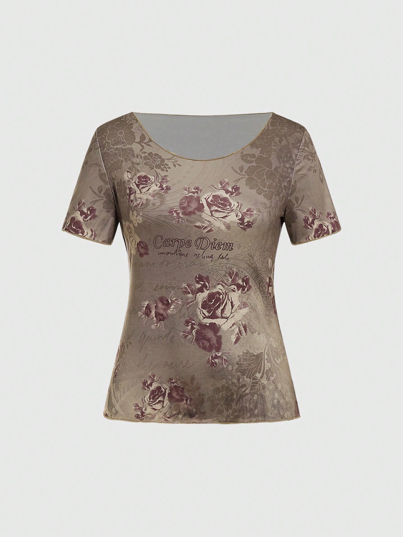 Sweetness Camiseta De Flores Vintage Para Mujer Ajustada
