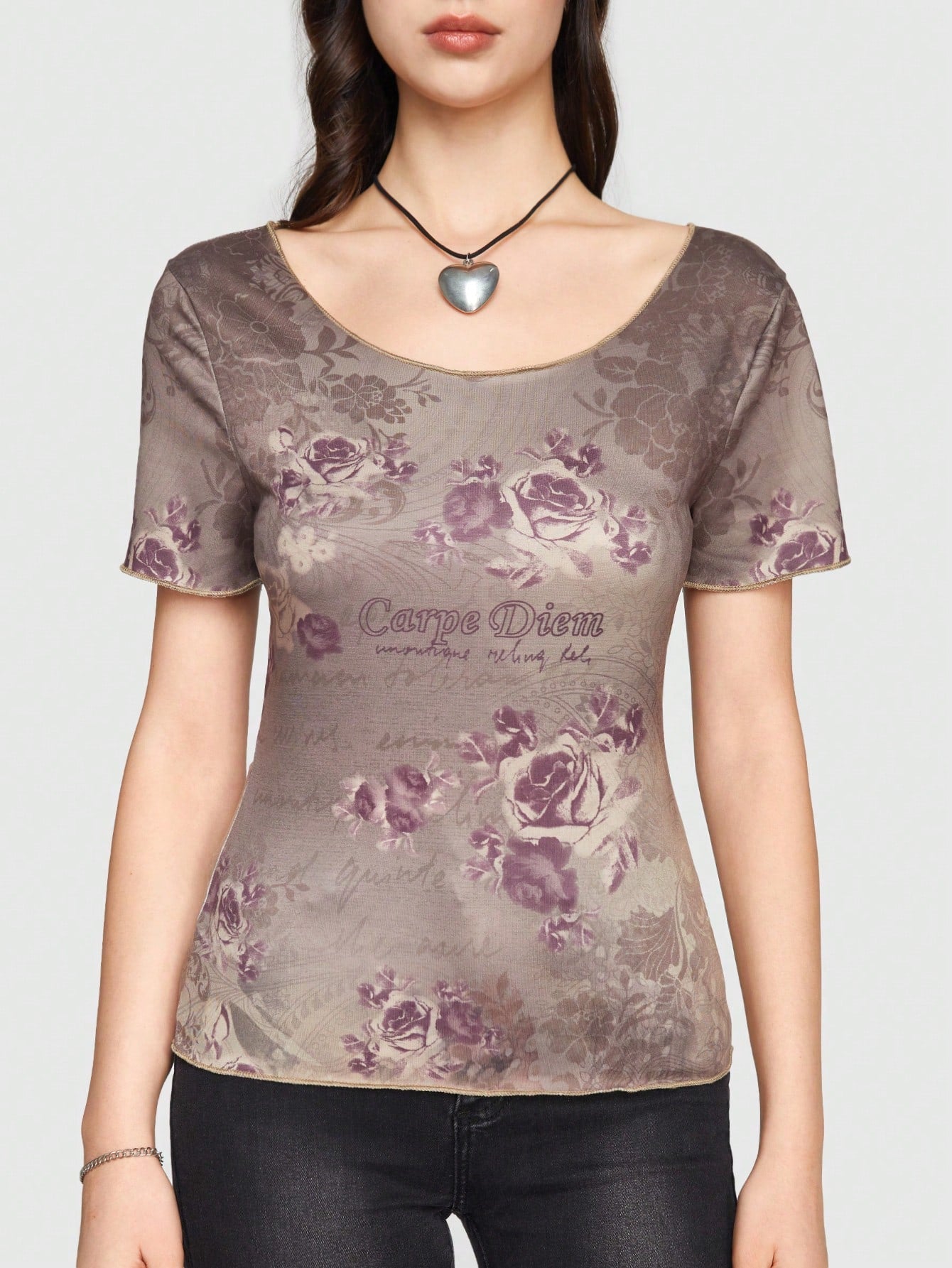 Sweetness Camiseta De Flores Vintage Para Mujer Ajustada