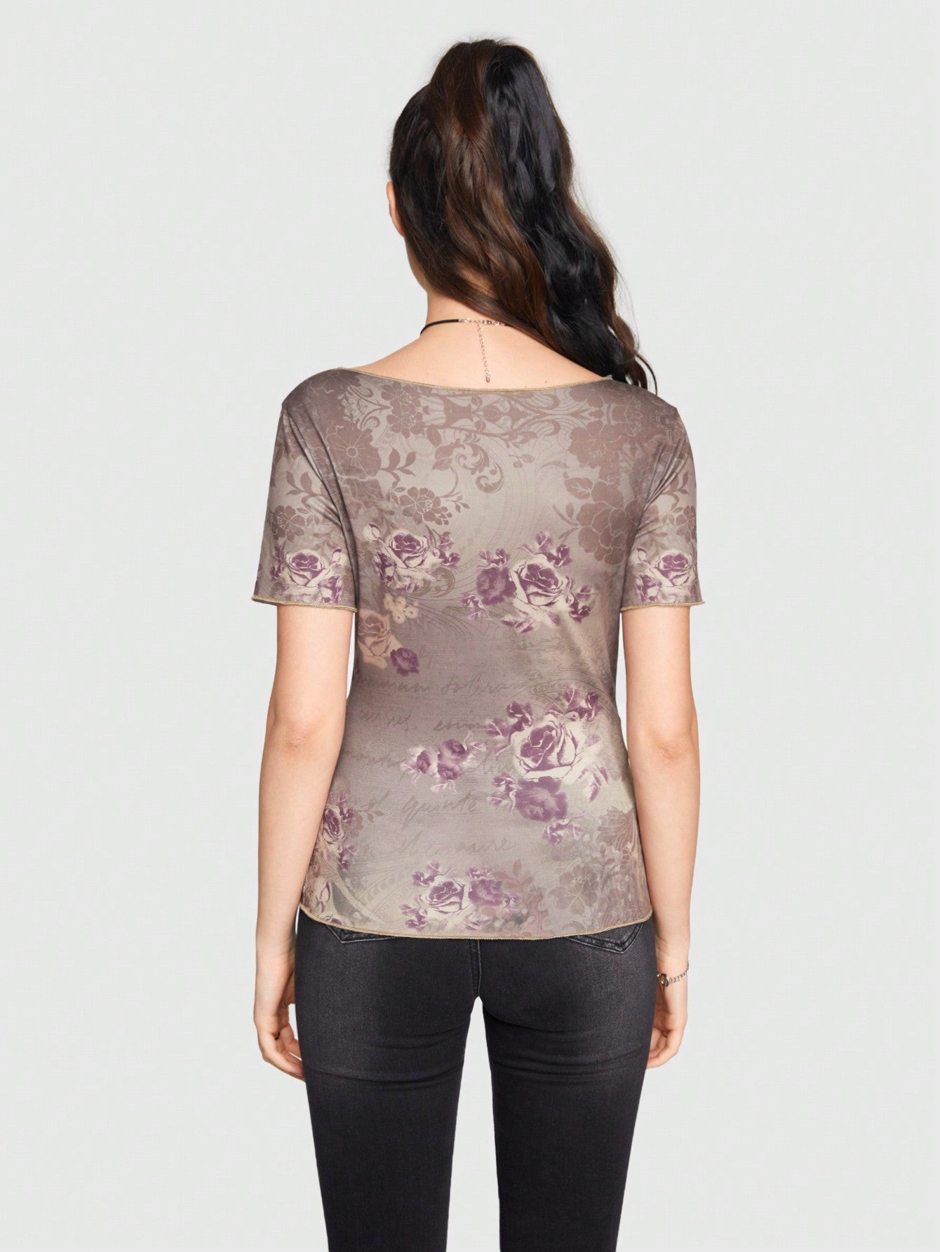 Sweetness Camiseta De Flores Vintage Para Mujer Ajustada